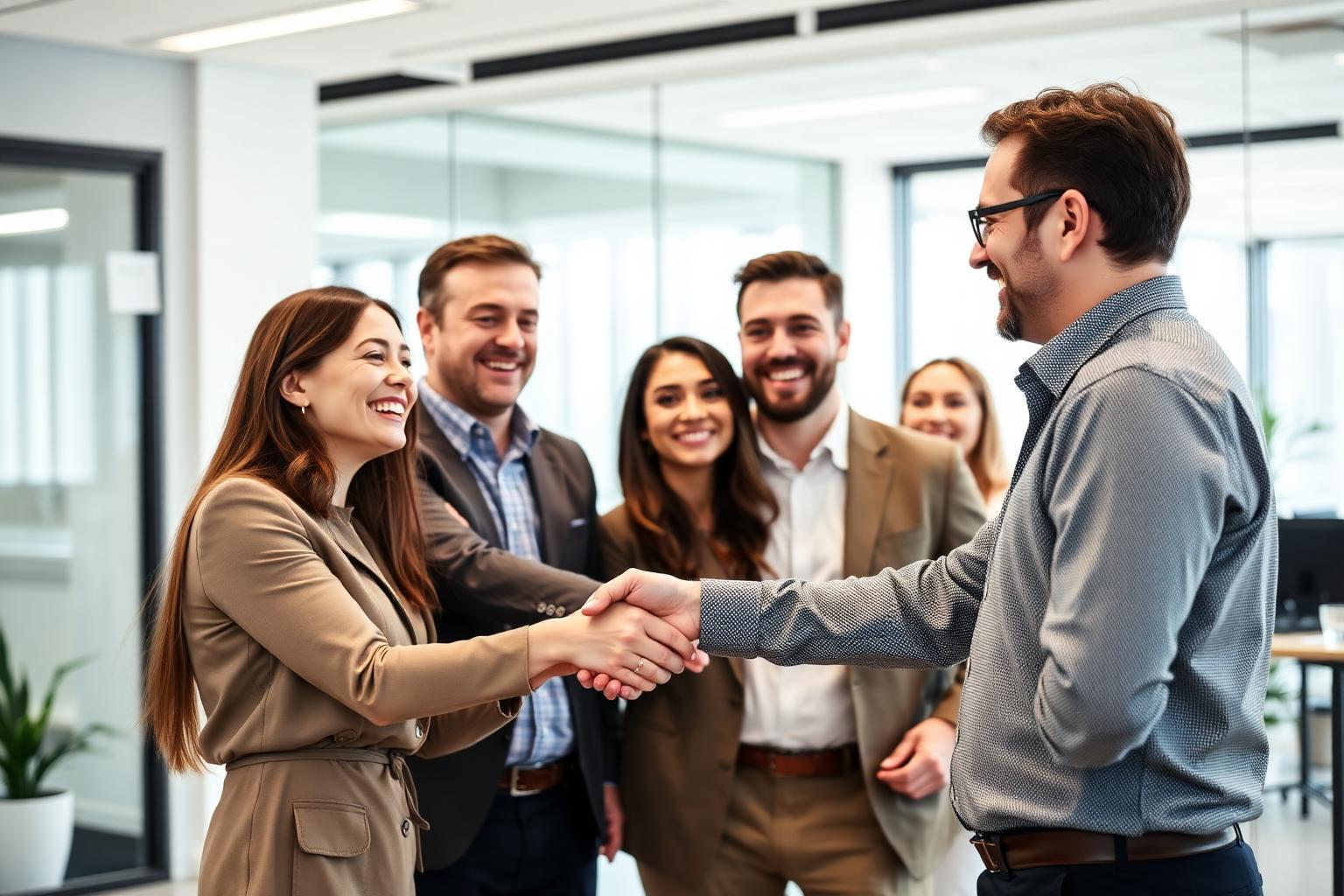 Employees thanking their boss after a benefits rollout